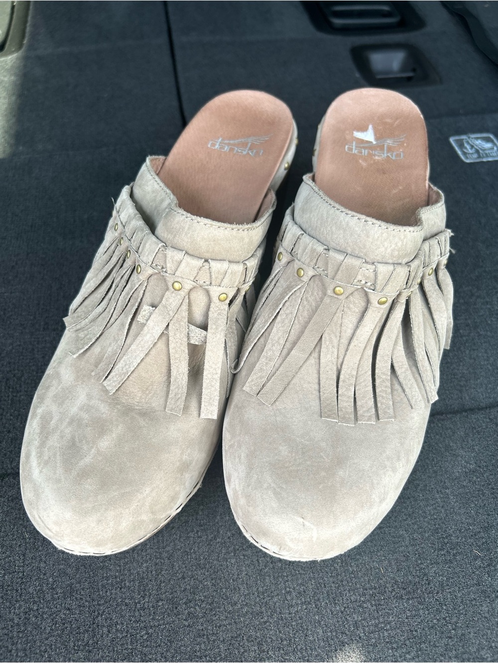 Dansko Deni Fringe Women's Taupe Suede Mule